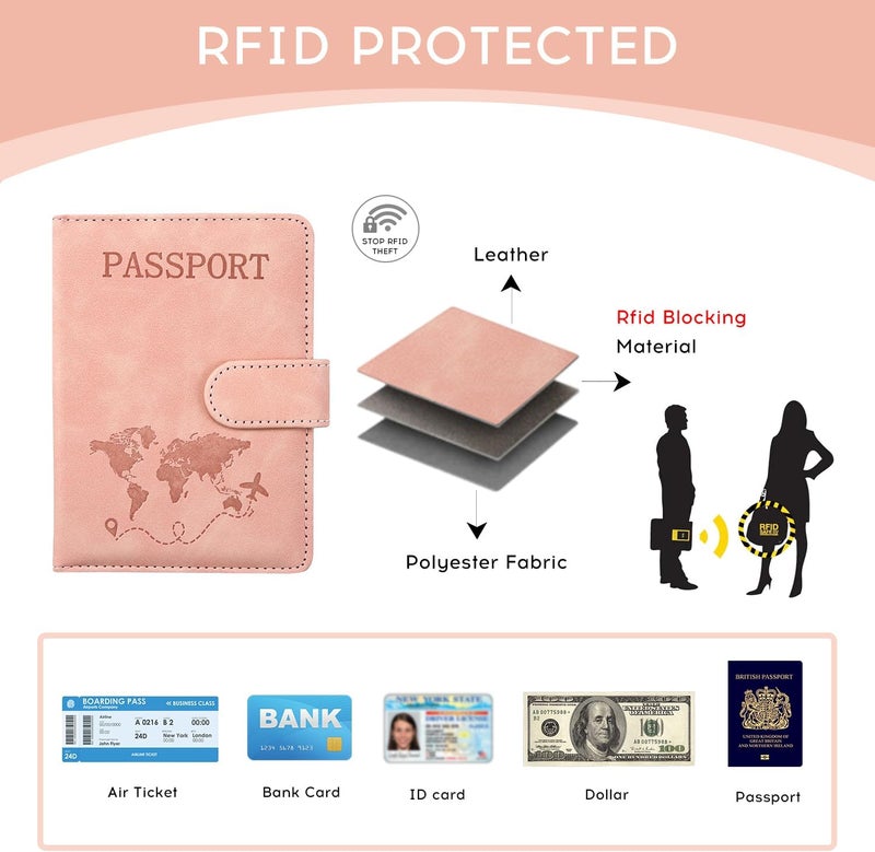 ILIYAH -Passport Cover-Passport Holder Travel Wallet-RFID Blocking Passport Case Travel Accessories Card Holder Wallet Unisex Travel Gifts(Pink) - Image 3